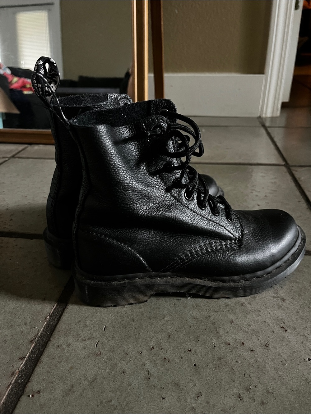 Leather combat boots